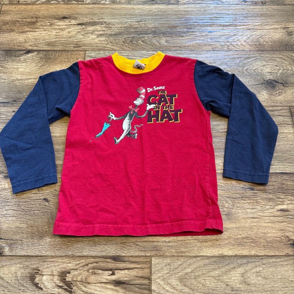 Vintage 90s Kids Dr. Seuss Cat in The Hat Longsleeve Tee Shirt